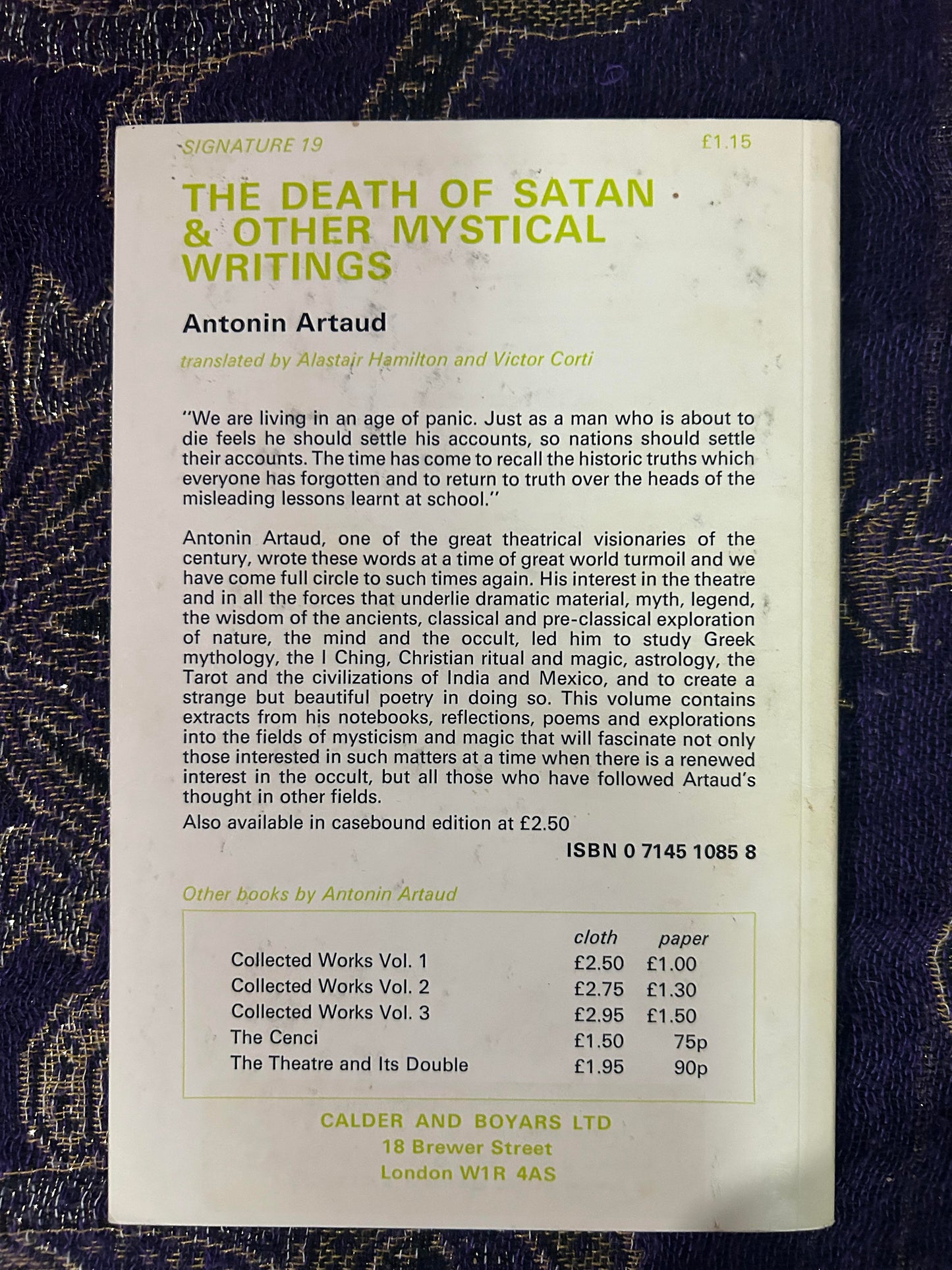 The Death of Satan and other Mystical Writings by Antonin Artaud