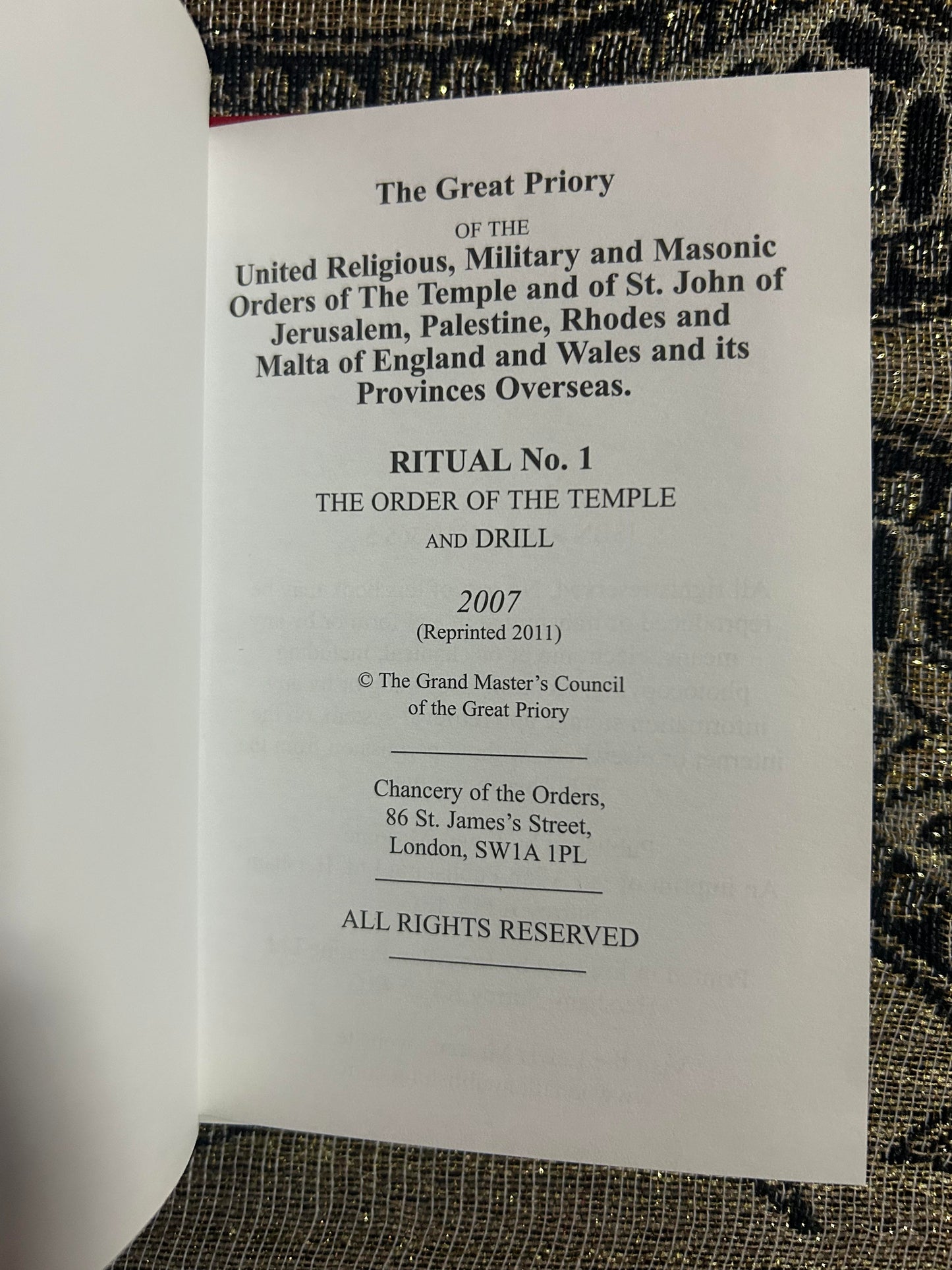 The Great Priory of the United Religious, Military and Masonic Orders of the Temple and of St. John of Jerusalem, Palestine, Rhodes and Malta of England and Wales and its Provinces Overseas