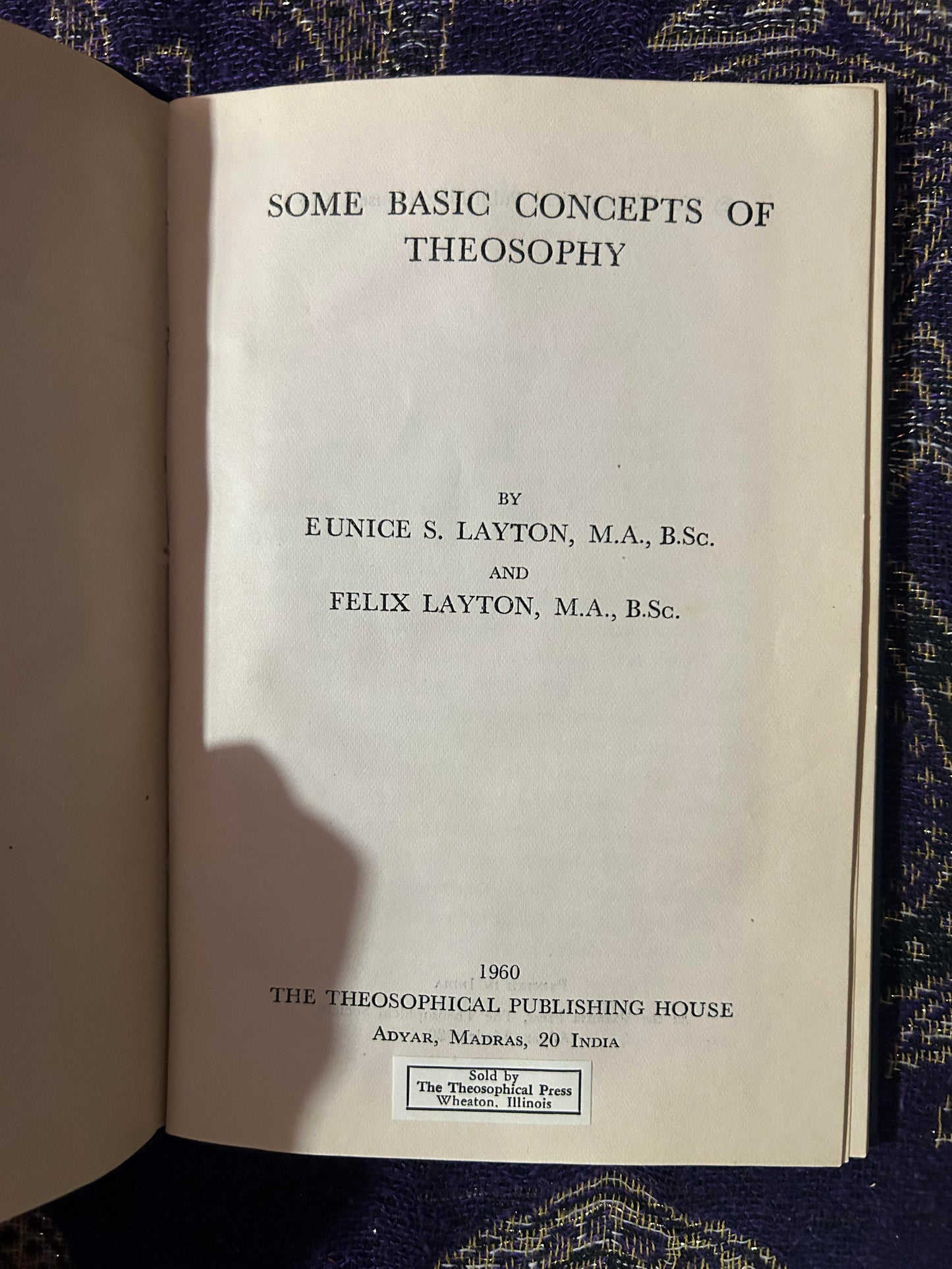 Some Basic Concepts of Theosophy (1960, Hardcover)