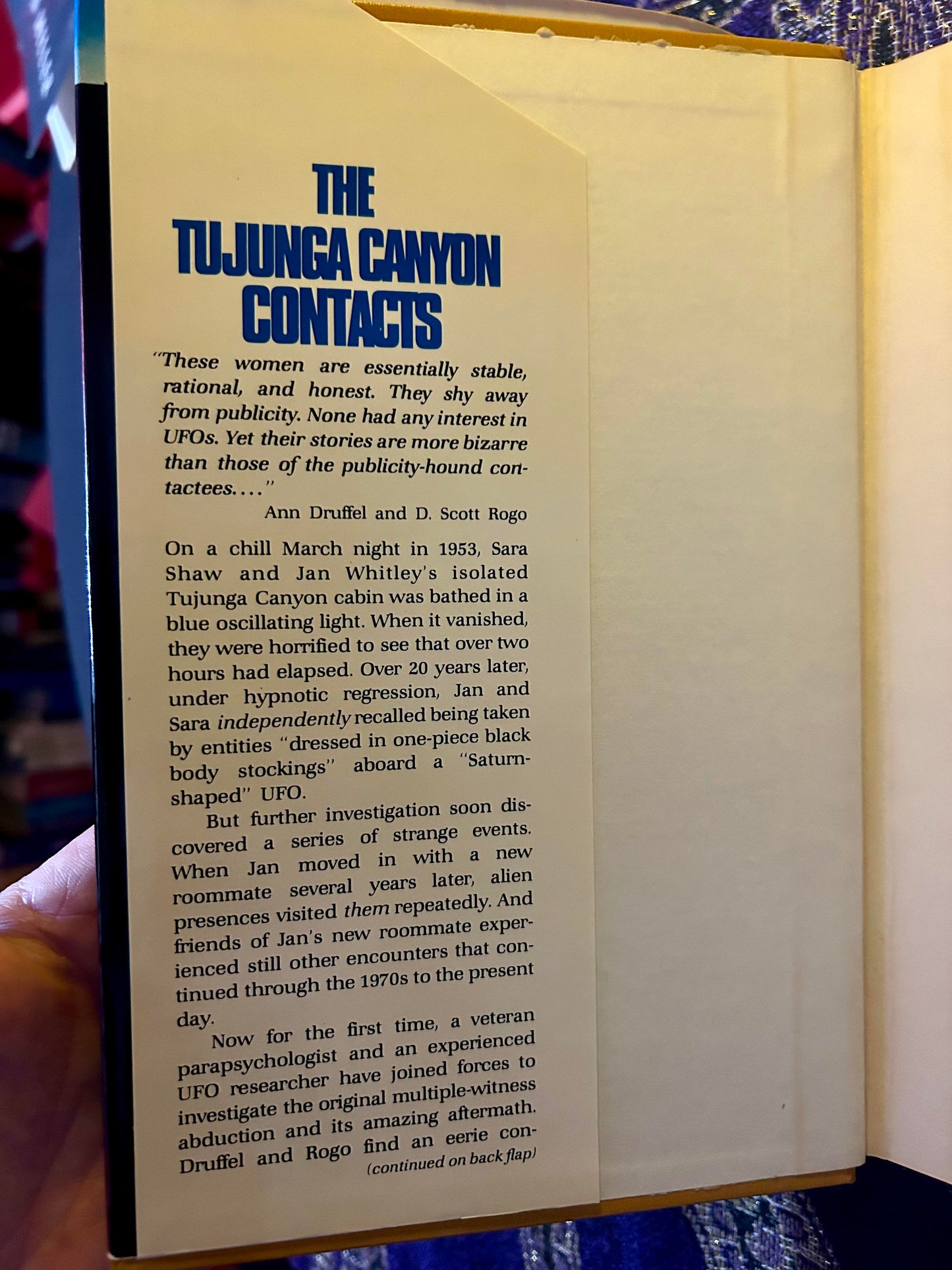 Tujunga Canyon Contacts by Ann Druffel and D. Scott Rogo (Signed 1980 Hardcover)