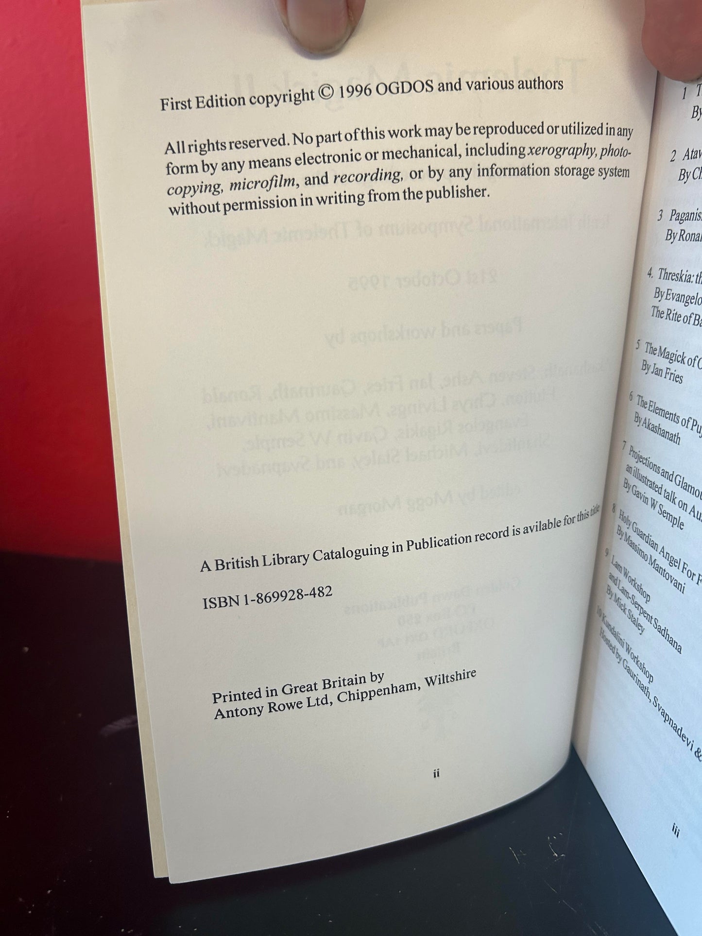 Thelemic Magick '95: Being Proceedings of the Tenth International Symposium of Thelemic Magick, Carfax, Oxford by Jan Fries