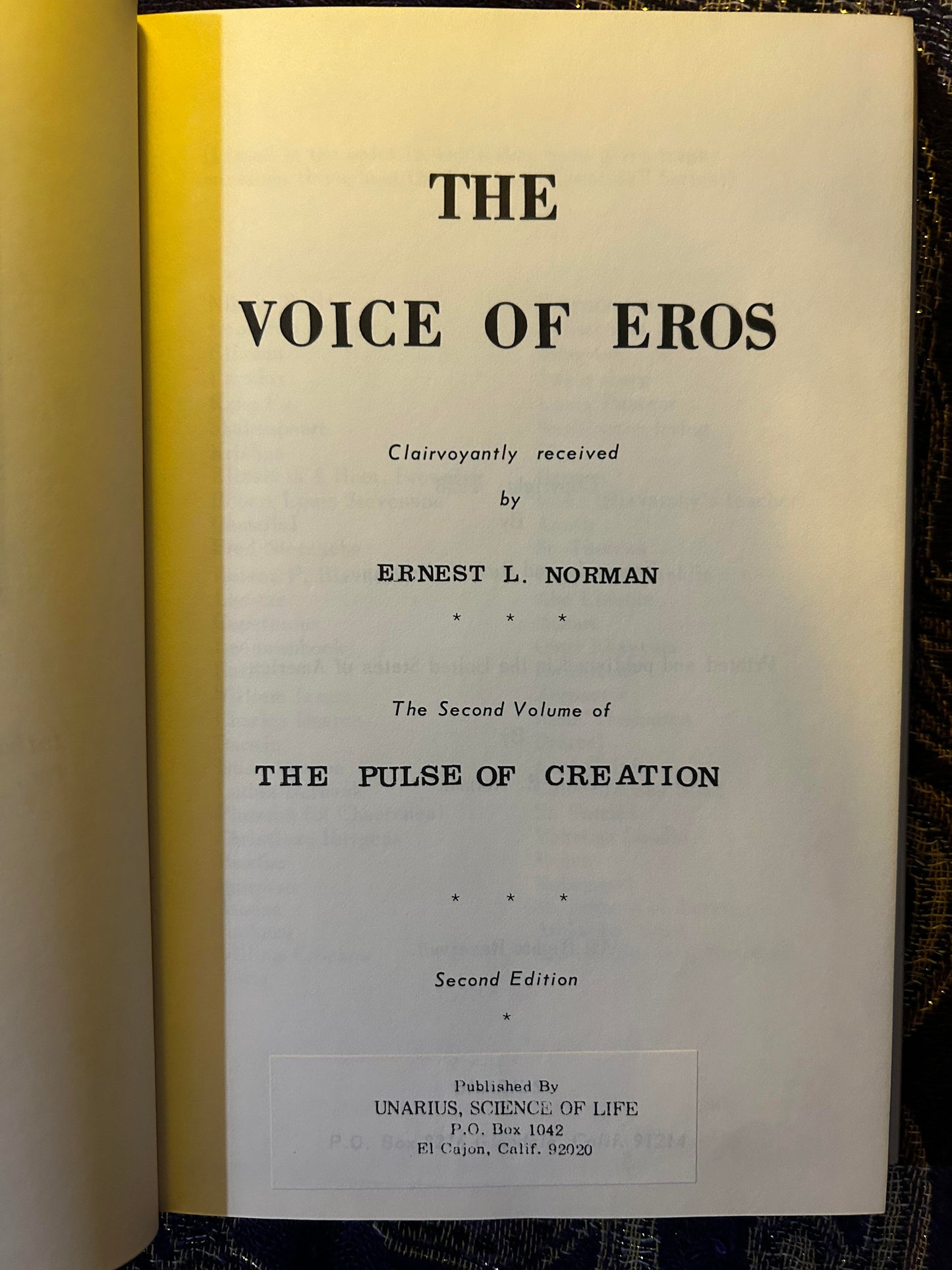 The Voice of Eros by Ernest L. Norman (1958)