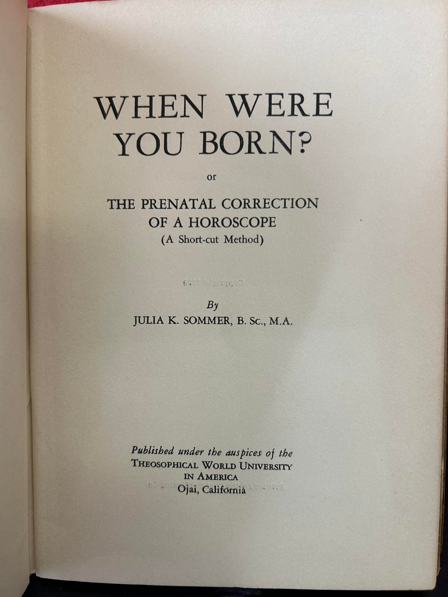 When Were You Born? by Julia K. Sommer (1938)